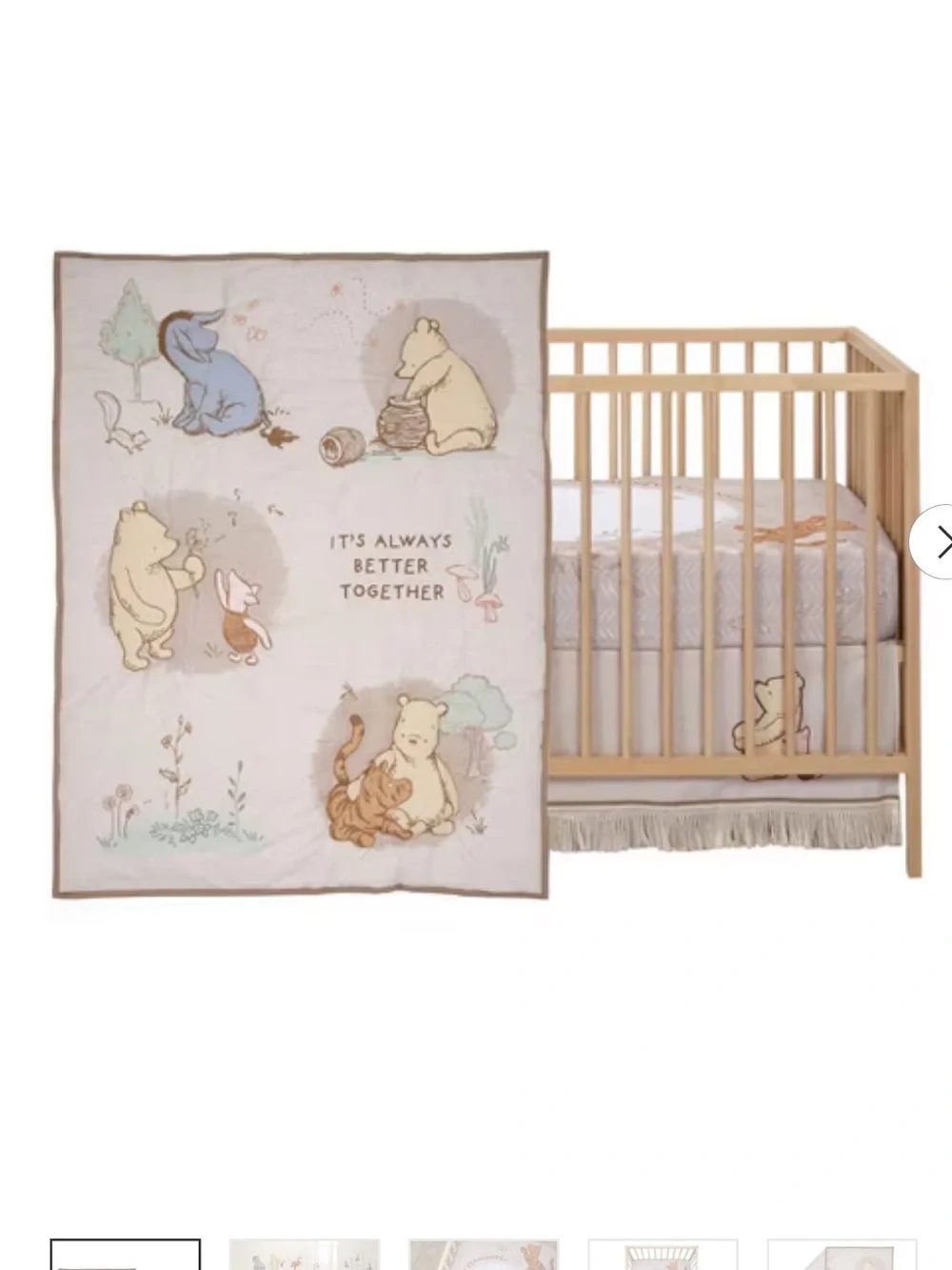 Lambs & Ivy Disney Baby Pooh Bear & Pals Cotton 3Pc Crib Bedding Set